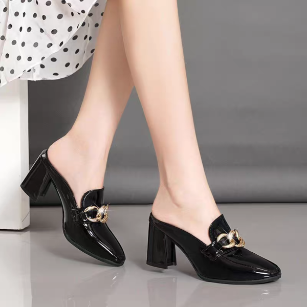 heeled half-slip single shoes