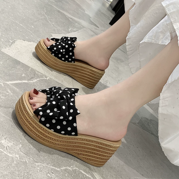 high heel bow polka dot fashion shoes