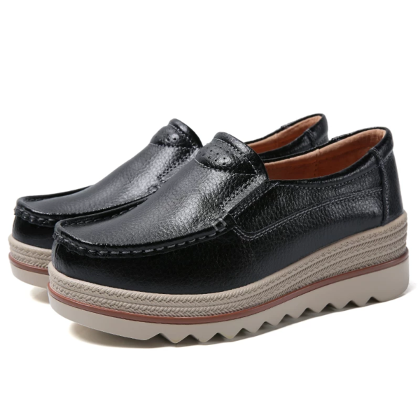 genuine leather loafer shoes for women