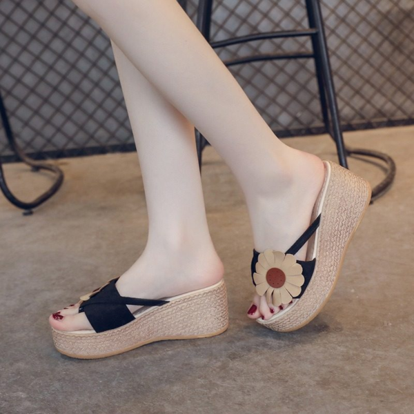 Wedge heel flower shoes for women